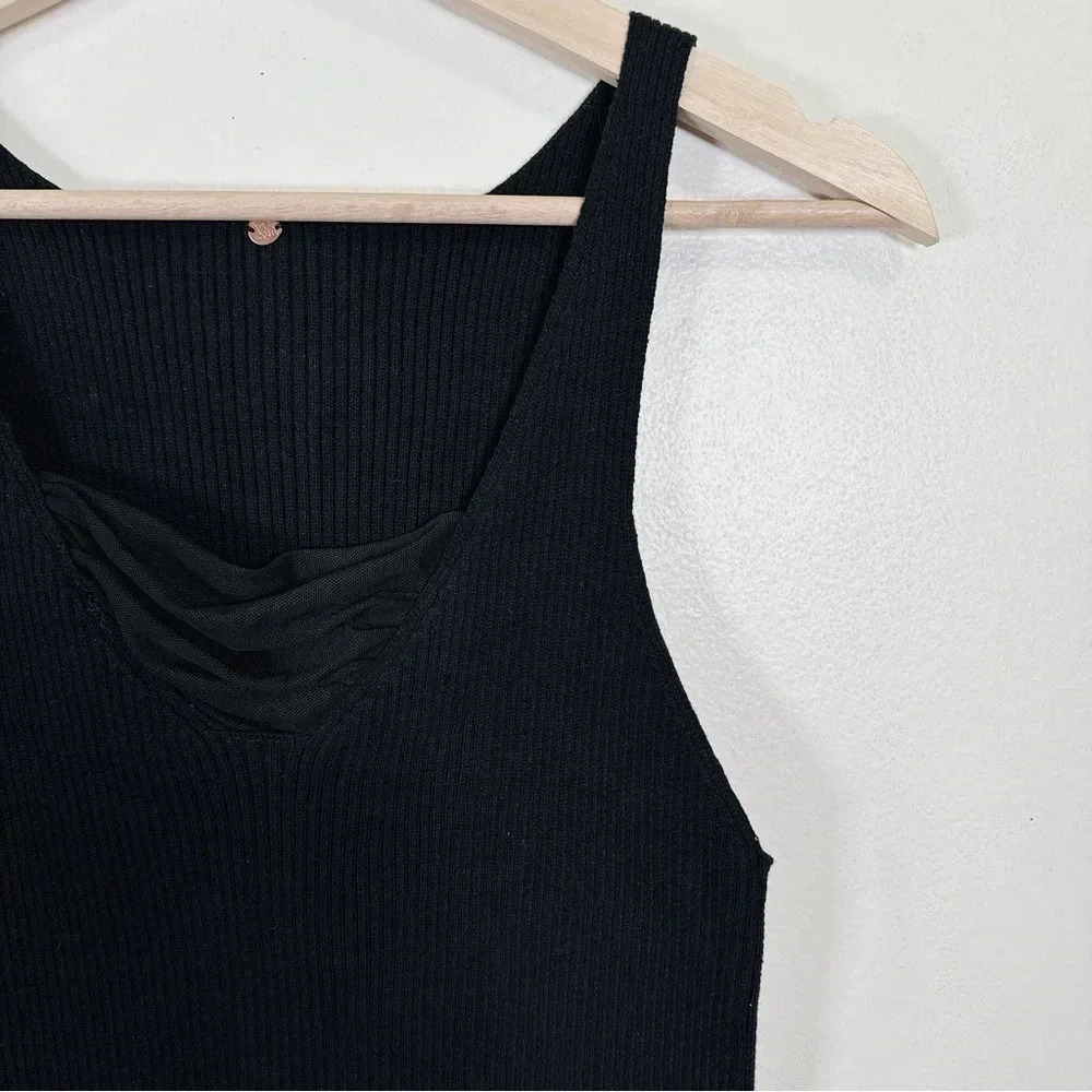 Free People One Ribbed Mesh Ruched Neck Tank Top - Picture 8 of 15